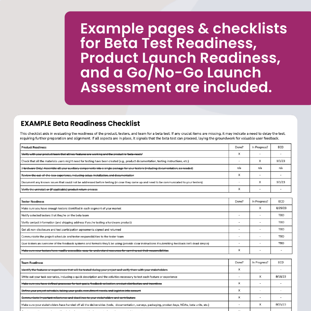 Readiness Checklist Templates for Beta Template Library